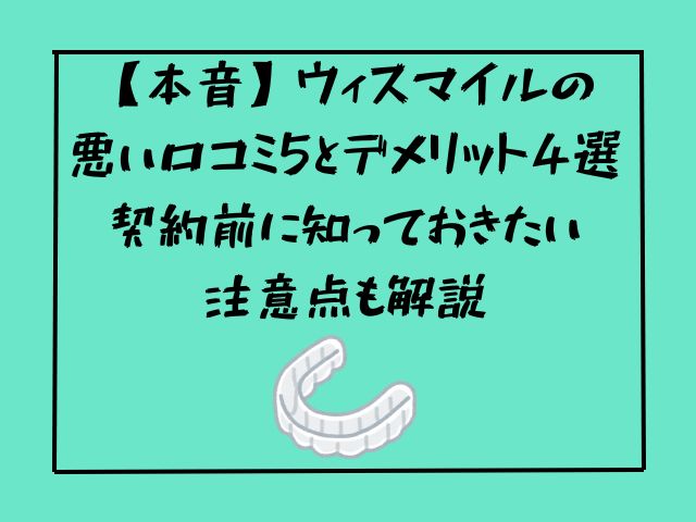 ウィスマイル、口コミ、デメリット、注意点、比較、解説