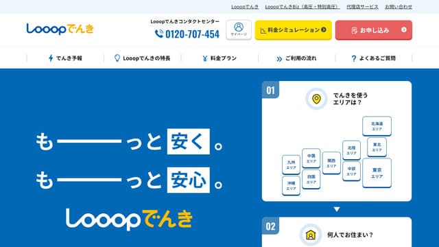 Looopでんき、一人暮らし、ガス、6000円