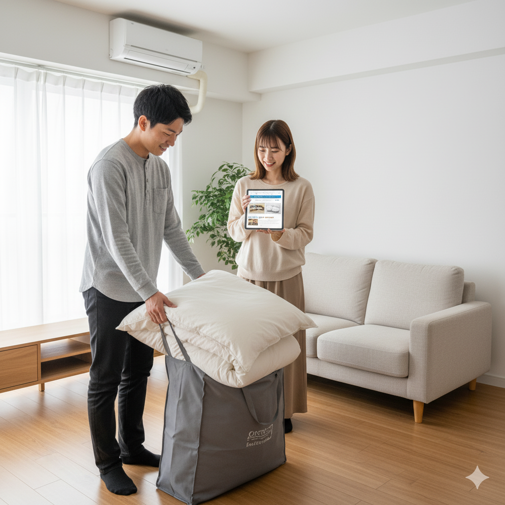 一人暮らし、来客用布団、いらない、サブスク、レンタル