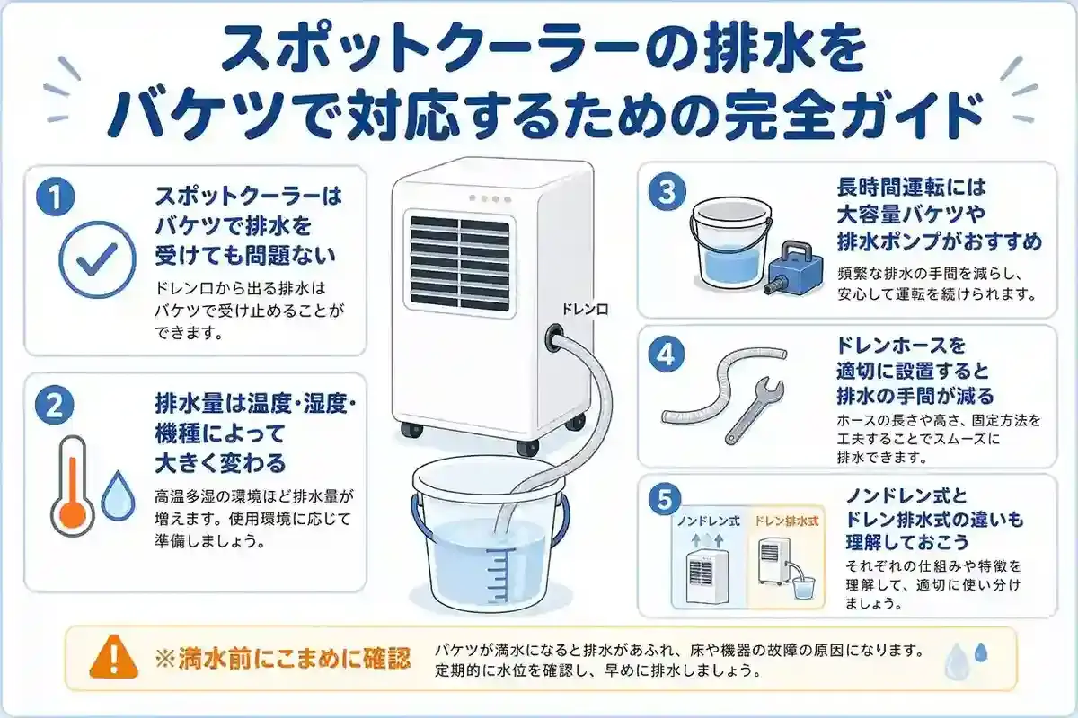 スポットクーラー,排水,バケツ,完全ガイド