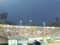 スタジアムに昇る満月。後半始まるときに撮った。
