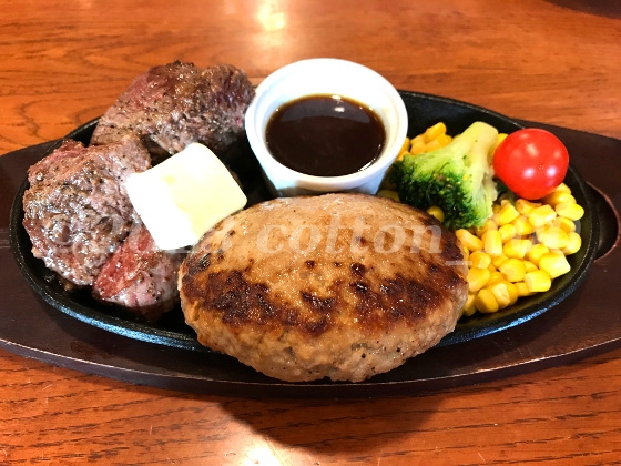 「肉の村山」亀戸店のステーキとハンバーグ 400gセット