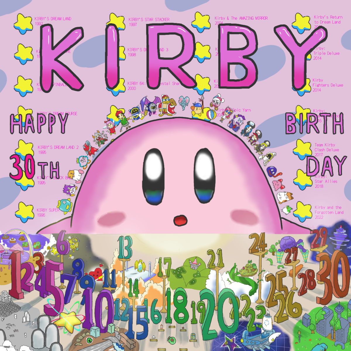 星のカービィ30周年記念イラスト Happy 30th Birthday Kirby Roleroleの創作広場