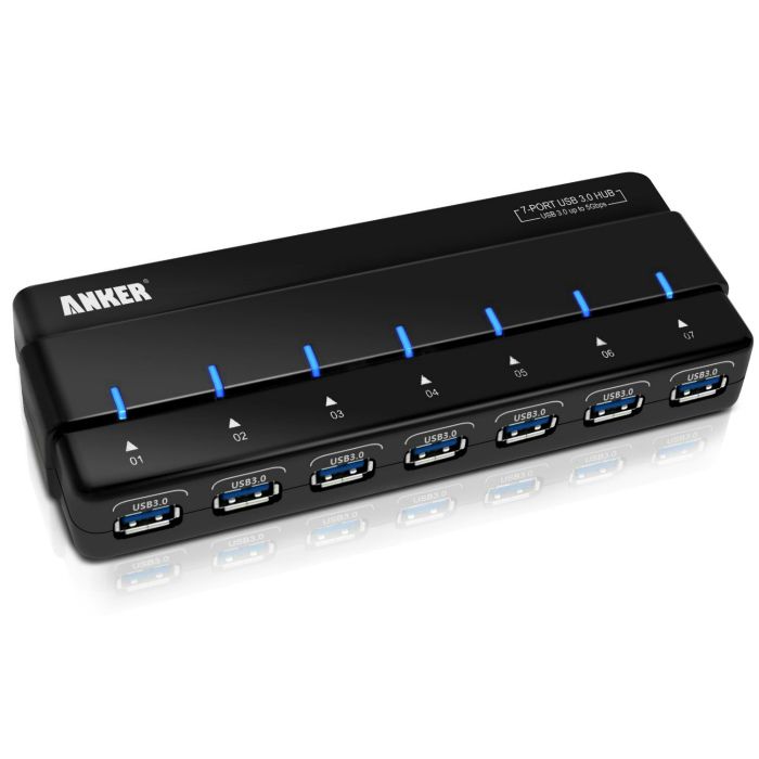 Anker USB 3.0 ハブ　7ポート (電源アダプター・USB 3.0 ケーブル付)