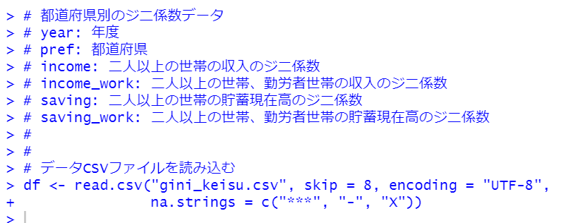 read.csv関数でCSVファイルを読み込む