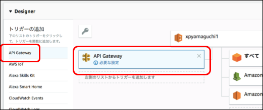 API Gatewayを指定