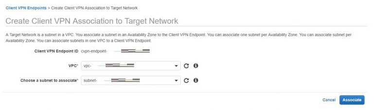 VPCとsubnetを指定