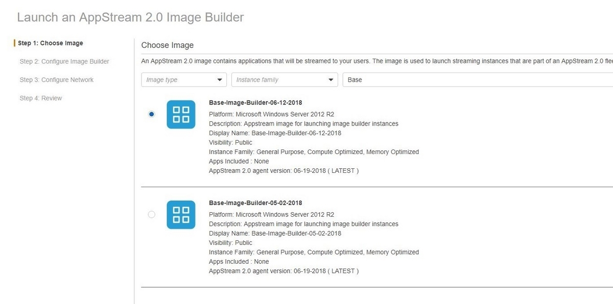 Amazon AppStream イメージ