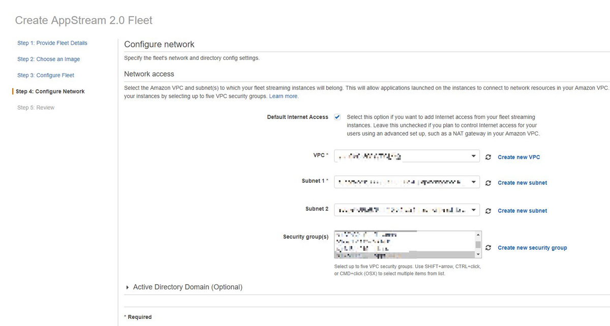 Amazon AppStream 2.0 Configure network