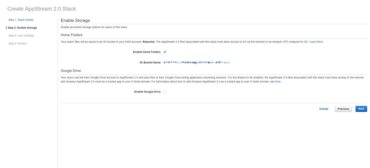 Amazon AppStream 2.0 Enable Home Folders