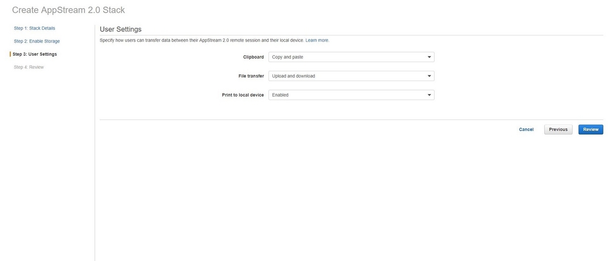 Amazon AppStream 2.0 User Setting