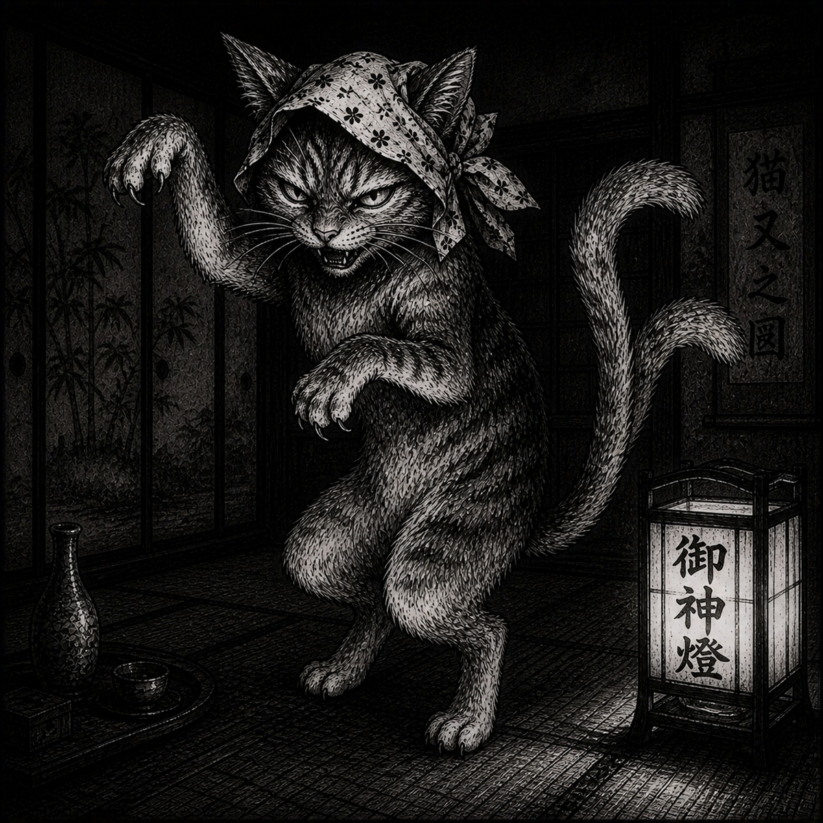 猫又(ネコマタ)とは?二股の尾を持つ老猫の怪異。化け猫との違いと山に潜む正体 - 日本の妖怪 超まとめ