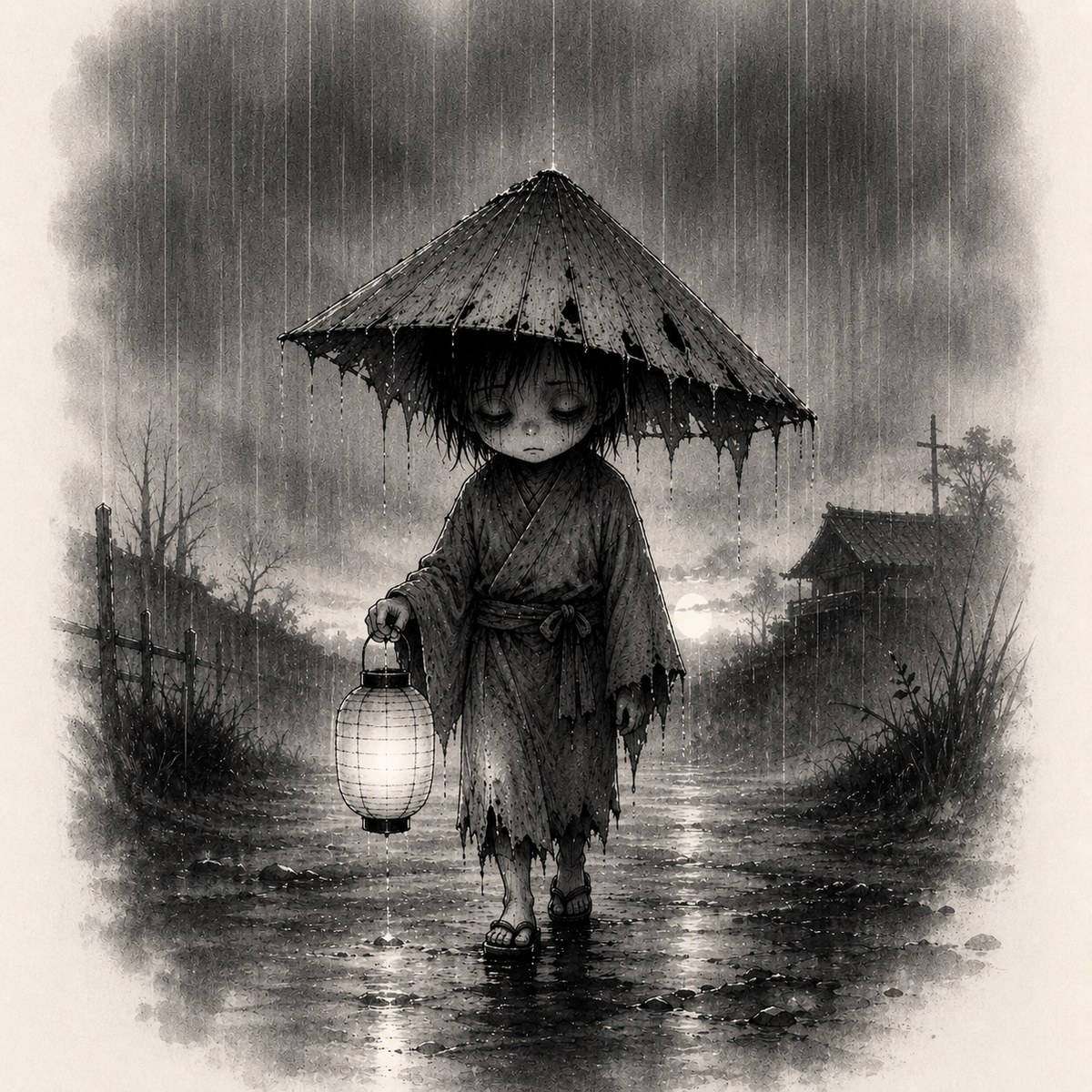 雨降小僧（あめふりこぞう）とは？傘をかぶった雨の妖怪。雨師に仕える小さな童子 - 日本の妖怪 超まとめ