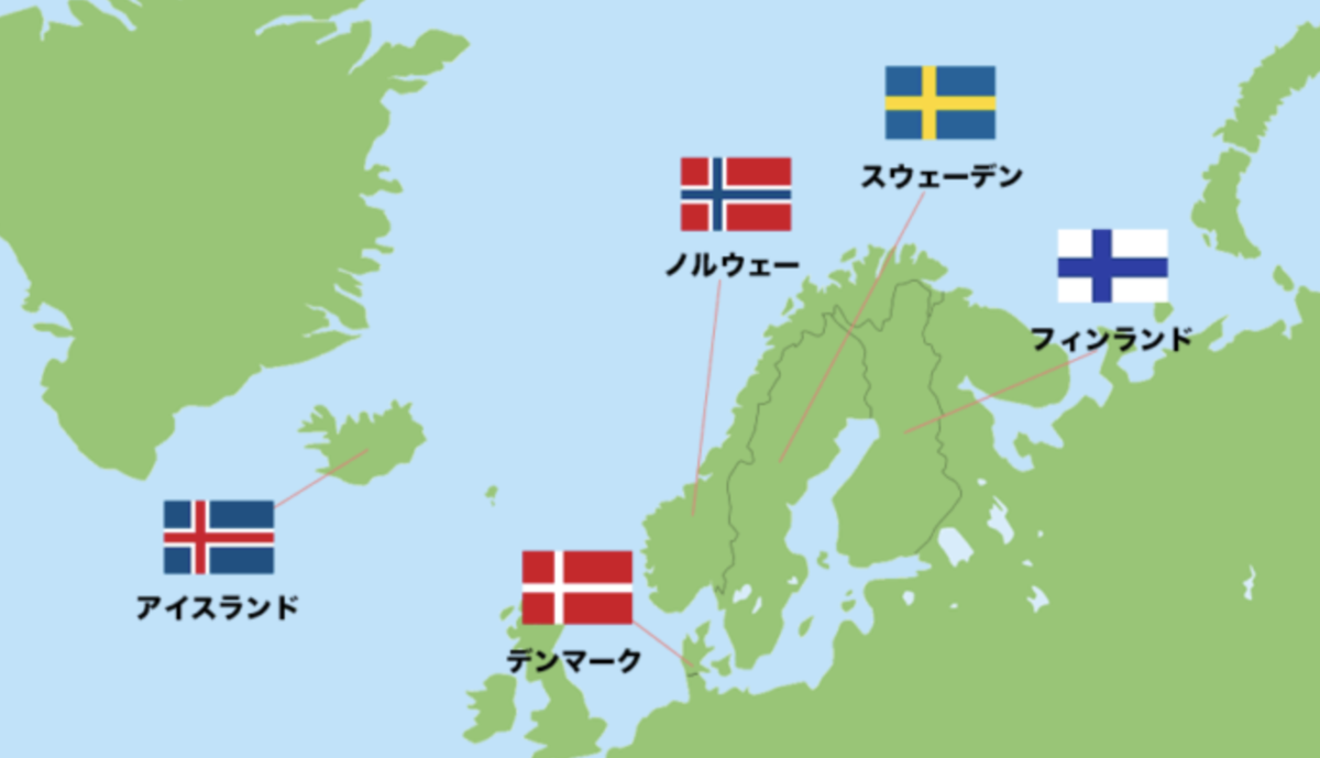 北欧でのアイスランドの位置を示す地図