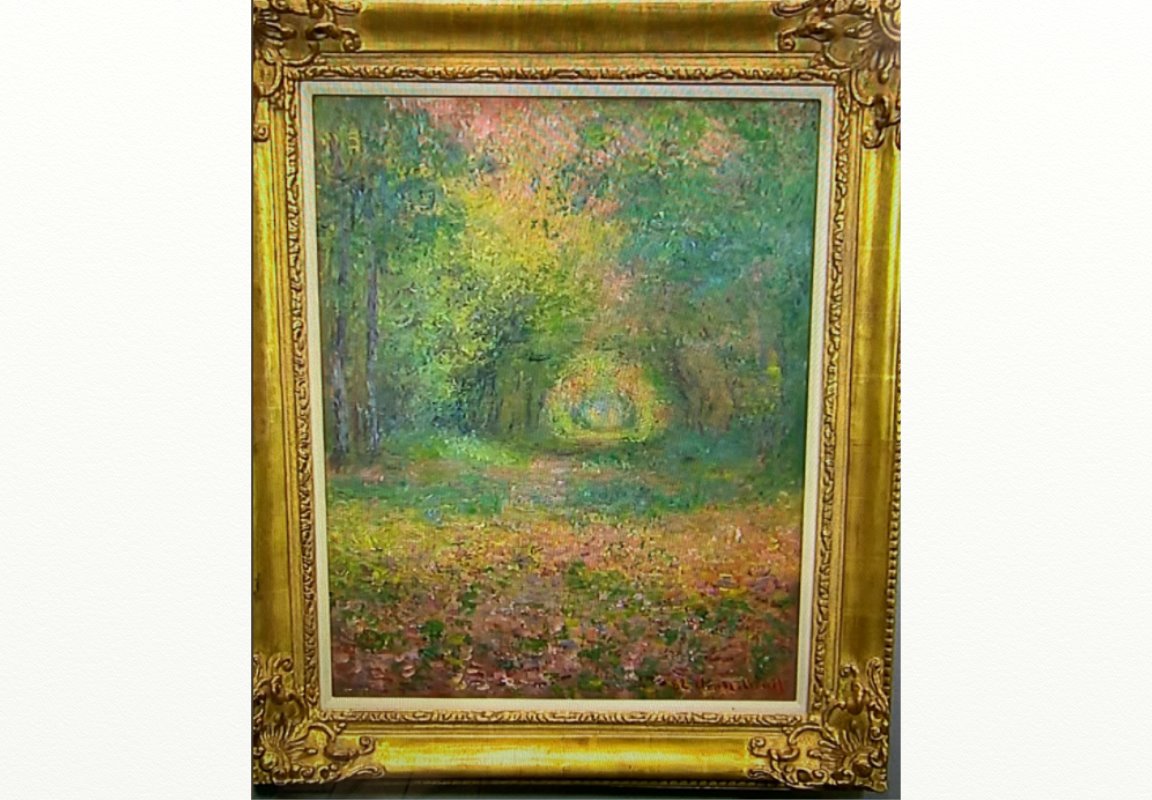 油絵 風景画『サン＝ジェルマンの森の中で*クロード・モネ模写』肉筆1