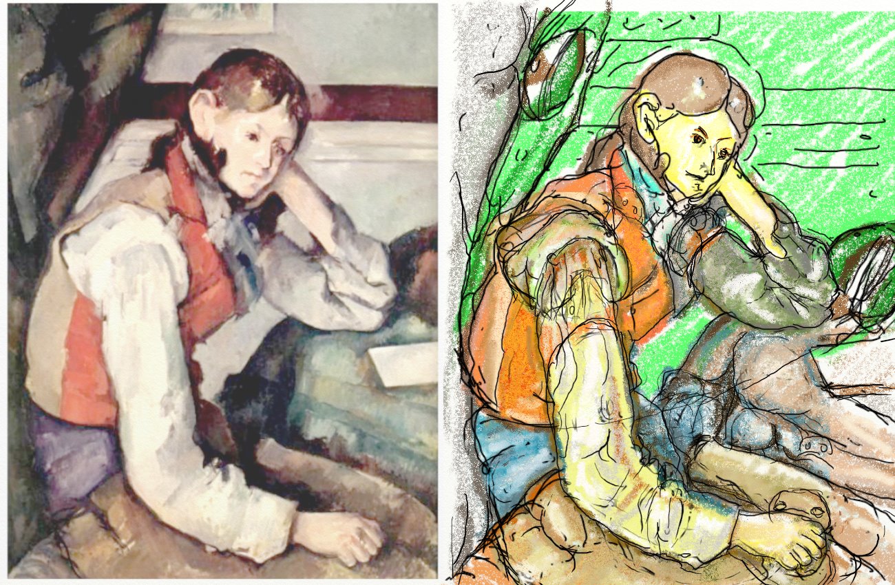 ポール・セザンヌ、赤いチョッキの少年、希少な画集より、状態良好 絵画