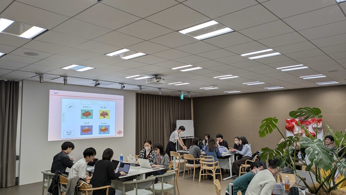 会場の様子。チームに分かれてコーチとGirlsが協力しながら開発。