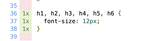 f:id:cybozuinsideout:20190815173950p:plain 使われていないセレクタがあってもルールごとにカバレッジが発生する