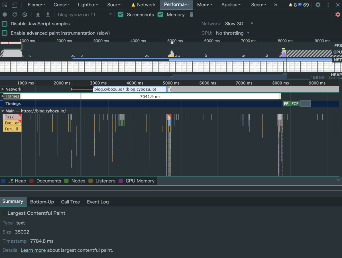 f:id:cybozuinsideout:20200818191238p:plain devtoolのperformanceタブの内容
