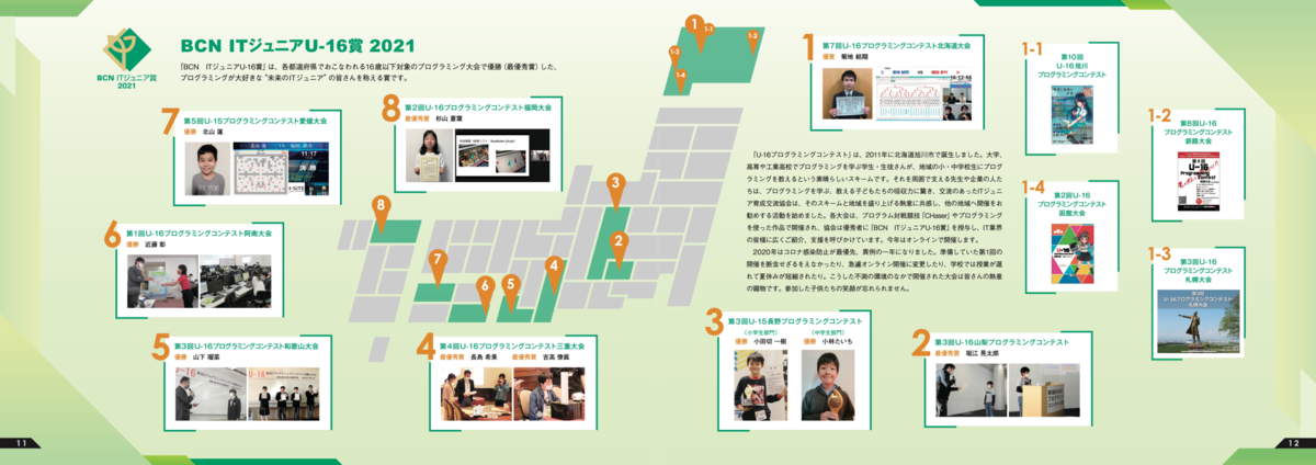 日本地図上にプロットされた大会開催地区の情報