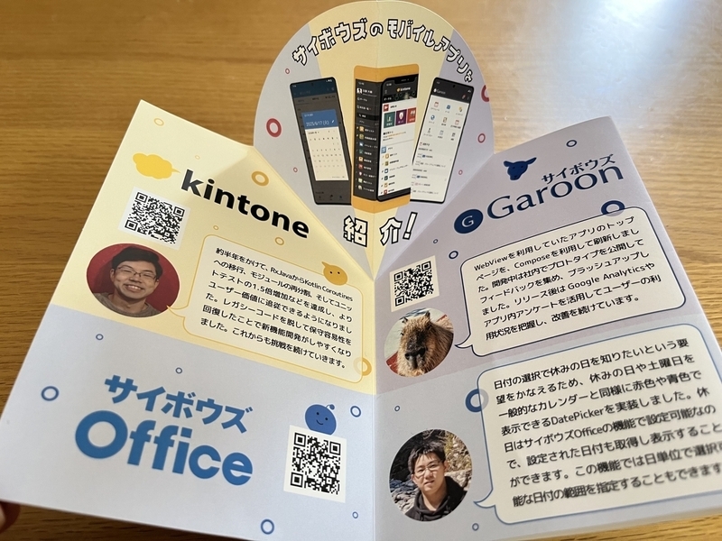 ポップアップカードを開いた様子