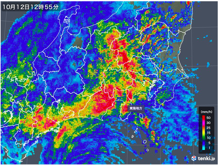 f:id:cycland_nakazawa:20191012125957p:plain 台風の進路予想図