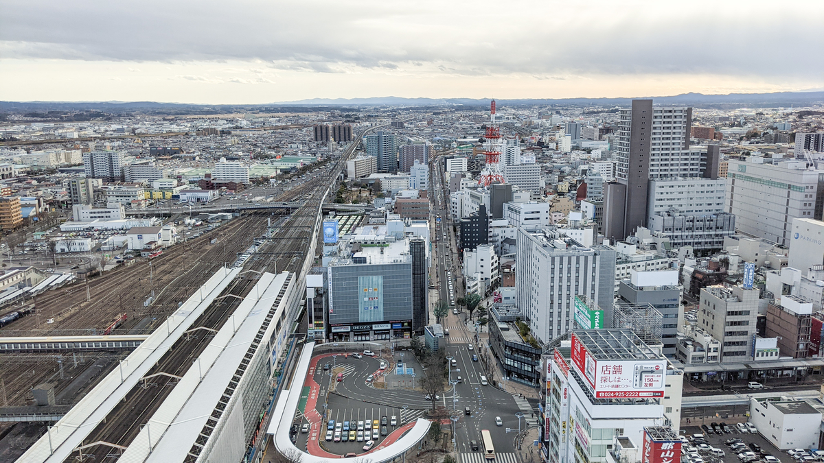 郡山駅前の超高層ビル ビッグアイ からの景色 いまちず