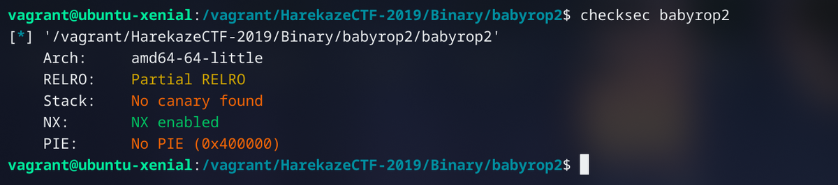 babyrop2 checksec