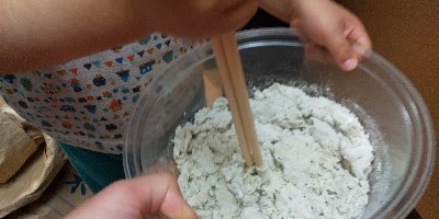 子どもと うどん作り＊お茶香る緑のうどん  