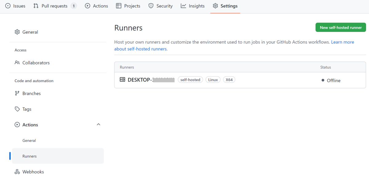 GitHub Actions self hosted runnerをやる - 大根's ITブログ