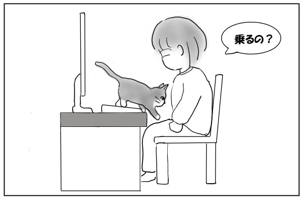 下りようとする猫