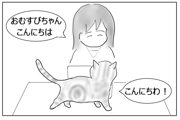 コーディネーターと猫のあいさつ