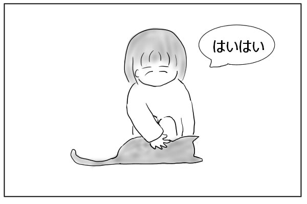 猫を撫でる