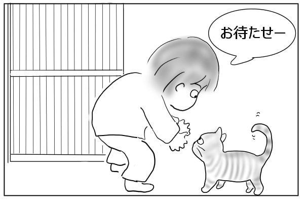 猫のもとへいく飼い主