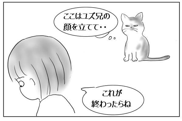 こらえる猫