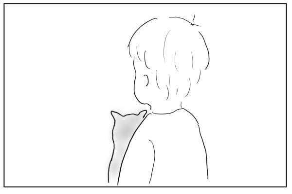 肩越しの頭と耳