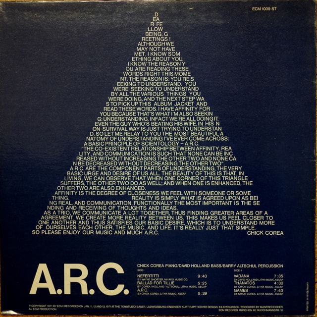 ECM1009) Chick Corea: A.R.C. (1971) 分解寸前の音が孕む力