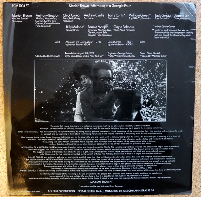 ECM1004) Marion Brown: Afternoon Of A Georgia Faun (1970