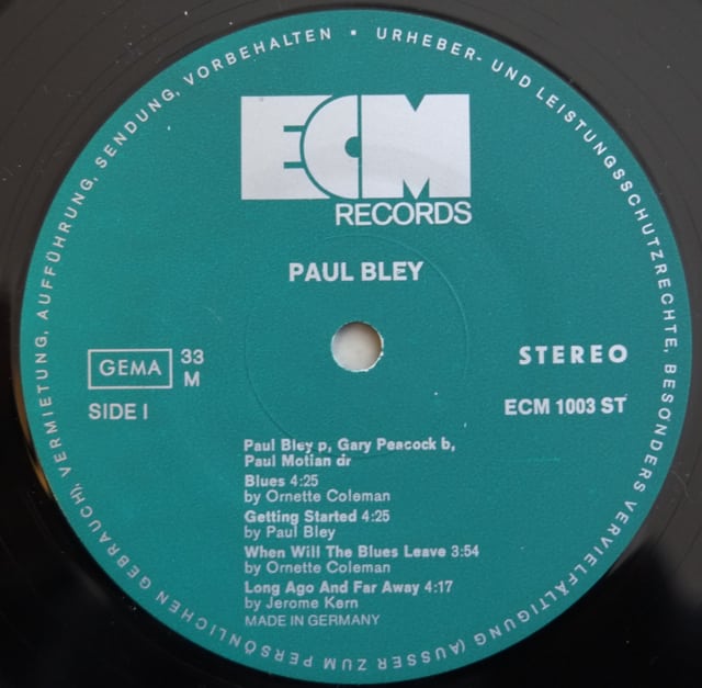 ECM1003) Paul Bley With Gary Peacock (1963, 1968) ECMの原点