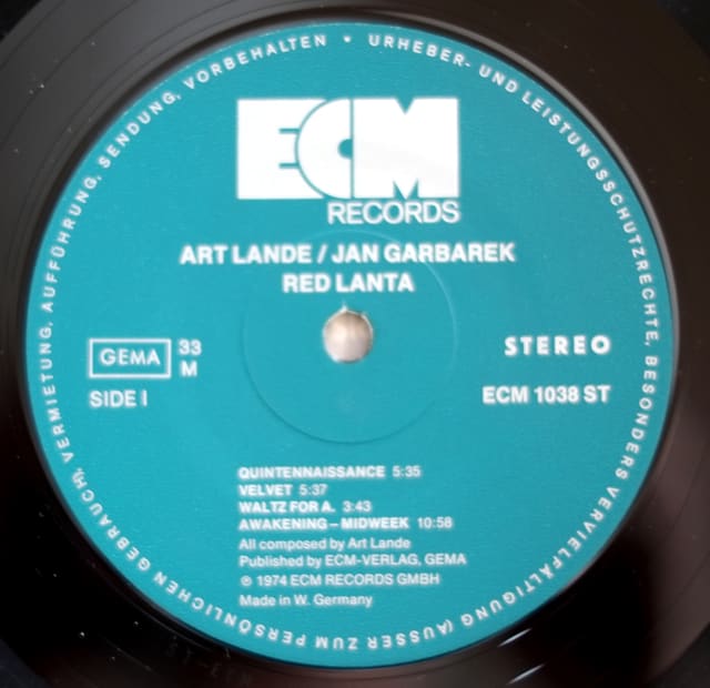 (ECM1038) Art Lande, Jan Garbarek Red Lanta (1973) 静謐を一枚のvinylに封じ込めた