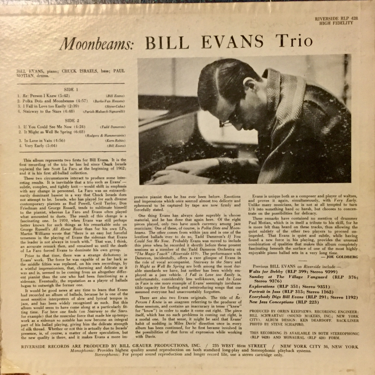 Bill Evans: Moon beams (1962) 今夜のモノラル盤 - K's Jazz Days