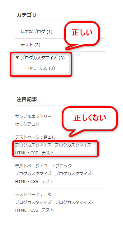 注目記事のカテゴリーは、階層化を認識できないようだ