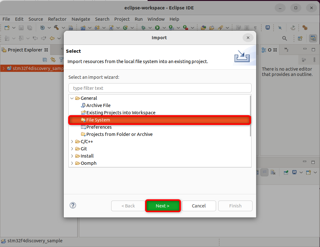 General→File Systemをクリック