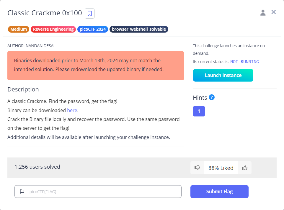 Classic Crackme 0x100問題