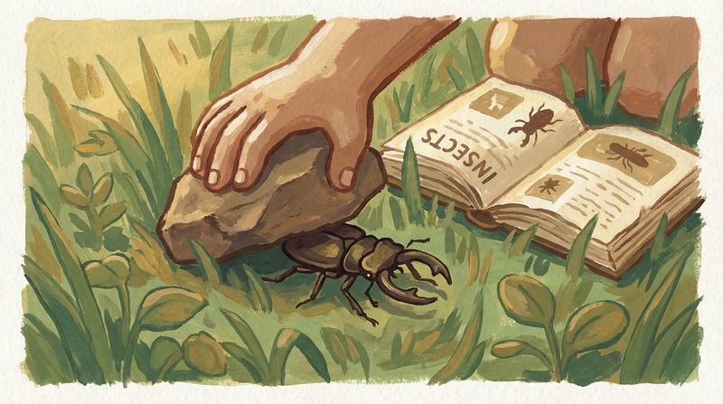 石の下のクワガタと昆虫図鑑
