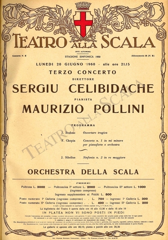 Playbill CONCERTO SERGIU CELIBIDACHE - Archivio La Scala Playbill CONCERTO SERGIU CELIBIDACHE - Archivio La Scala