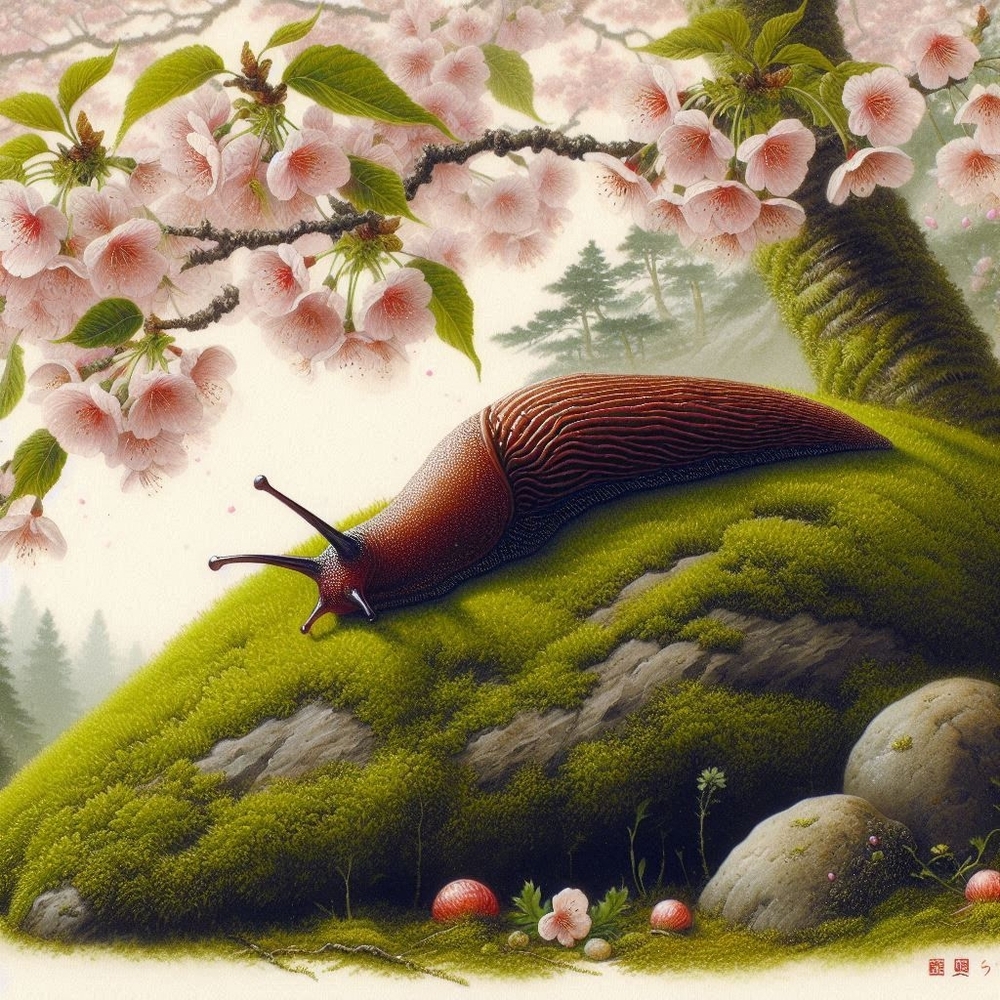 桜の下のナメクジ