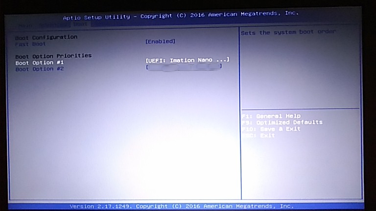 起動したBIOS