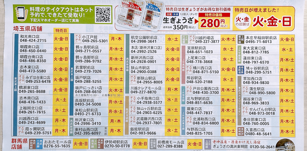 22年最新 餃子の満州の特売日とクーポン券一覧 毎日から月 木 土曜日に トクペイ Jp