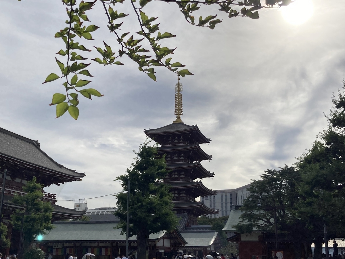 7月夕暮れ時の浅草寺